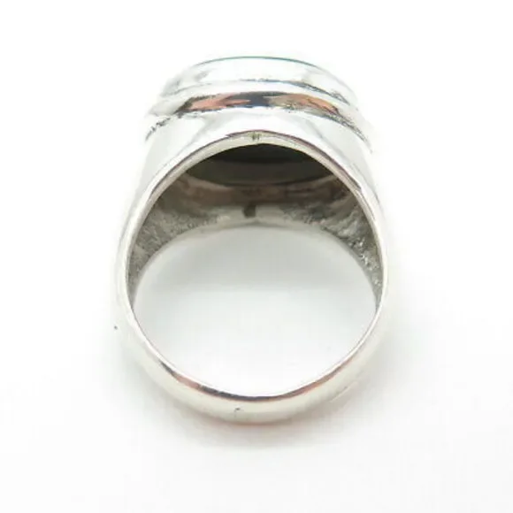 Elegant Malachite Green Stone Silver Ring - Picture 5 of 8